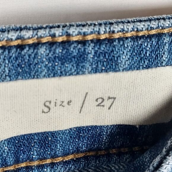 Anthropologie Pilcro Jeans 27 Boho Embroidered Ruffle Hem Floral Denim - Picture 11 of 16